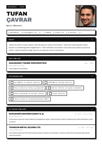 Makine Mühendisi Cv Örnekleri cv indir
